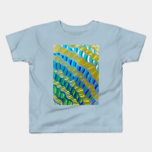 Waves of Blue, Yellow & Green Kids T-Shirt